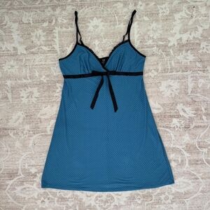 Elegant Blue Lace-Trimmed Nightgown